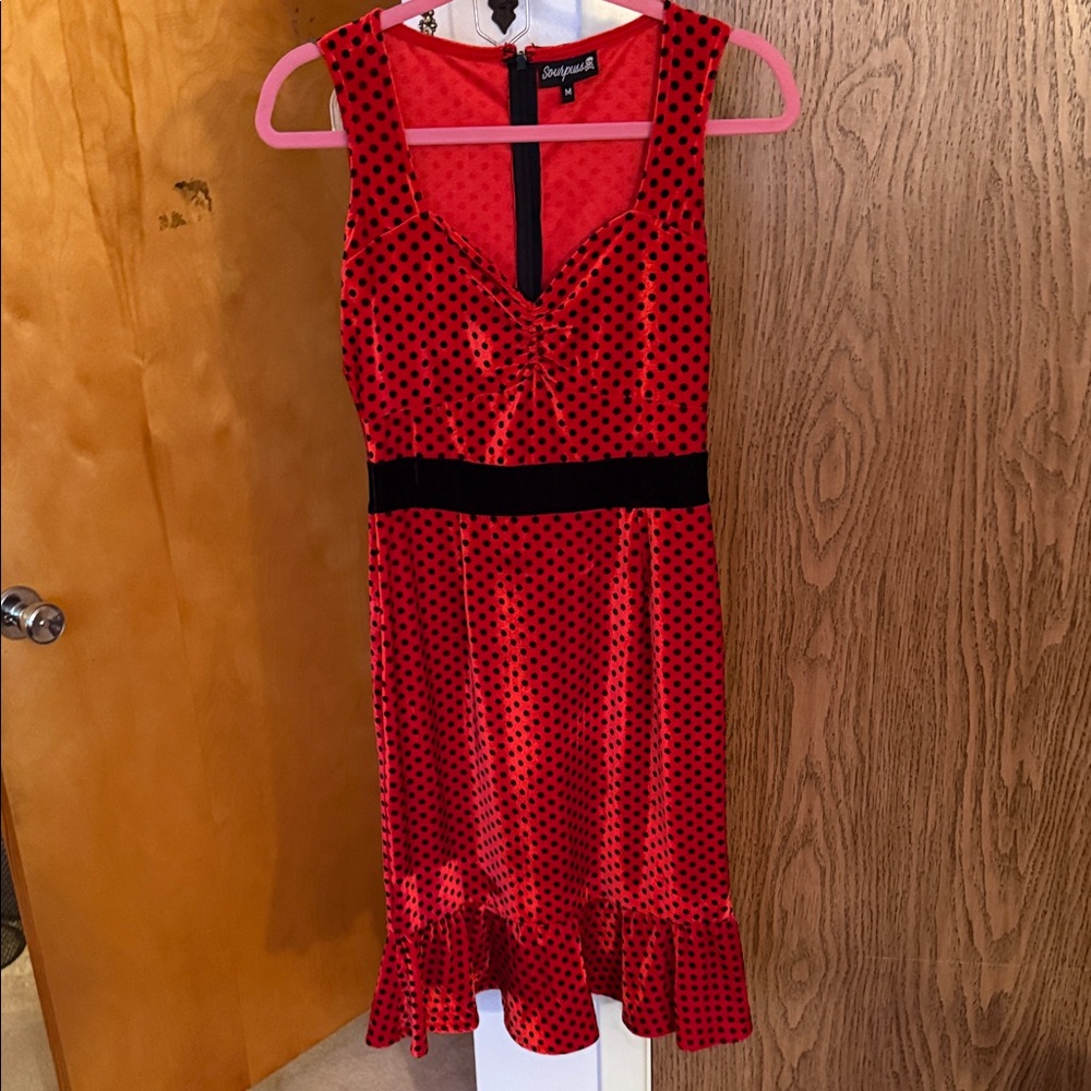 Red Polka Dot Dress with Ruffle Hem